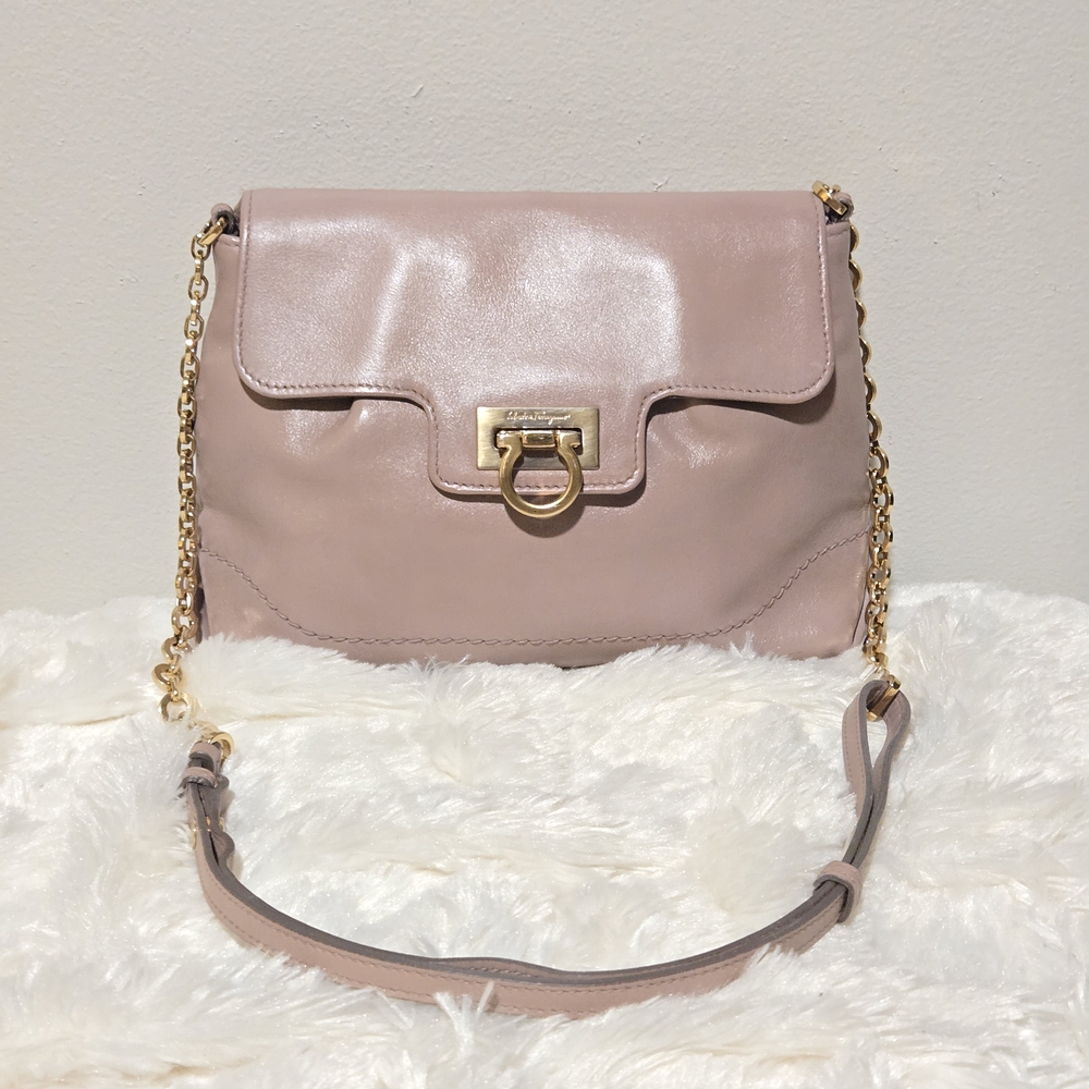 Salvatore Ferragamo Blush Lambskin Shoulder Bag